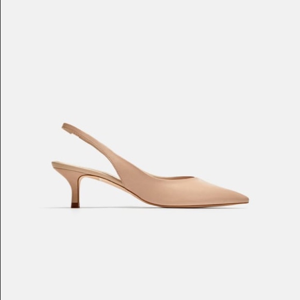 Zara leather mid heel slingback shoes NWT - Picture 2 of 4